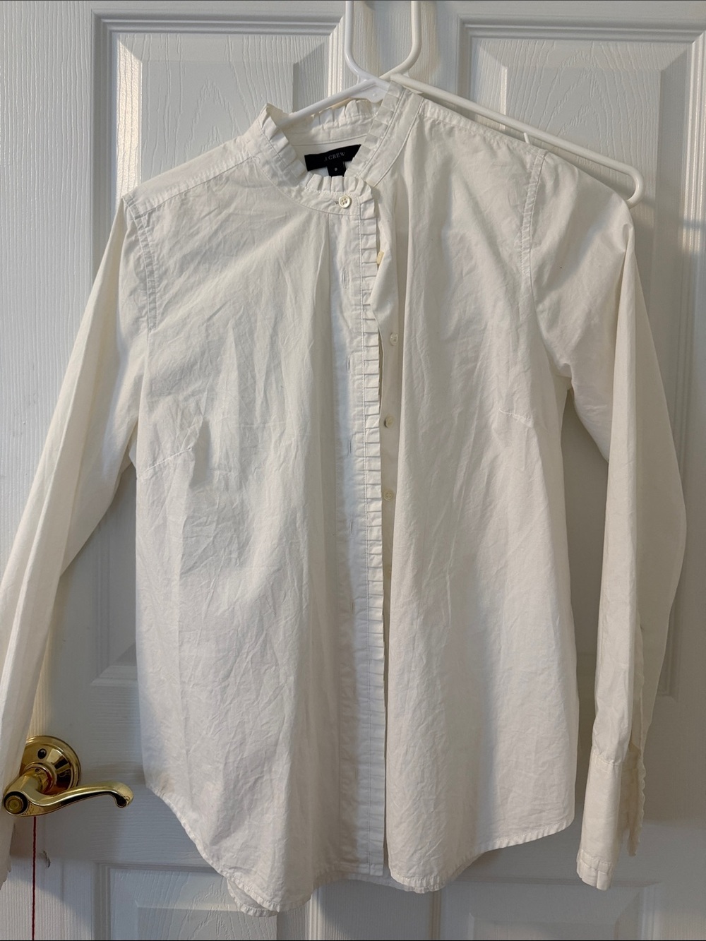 J. Crew White Band-Collar Dress Shirt